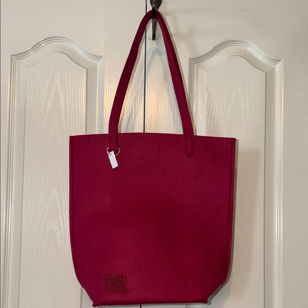 Bath Body Work Elegant Red Tote Bag Burgundy New